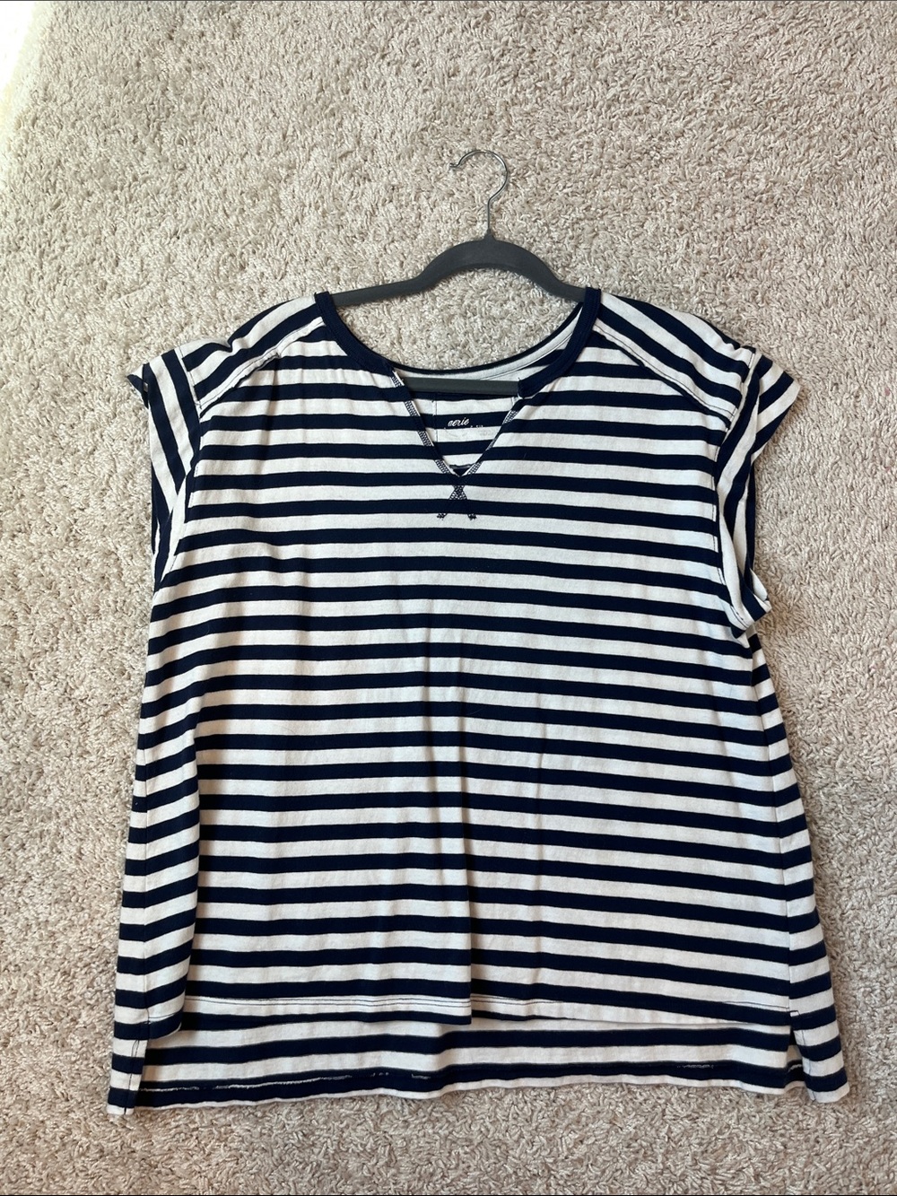 aerie Navy & White Striped Short Sleeve Tee